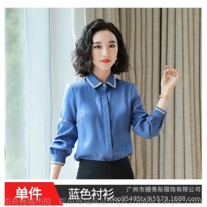2019新款秋雪纺白色衬衫女装韩版长袖职业衬衣气质上衣工作服