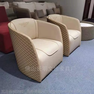 后现代轻奢沙发椅极简皮艺单人沙发酒店休闲会所别墅家具宾利沙发