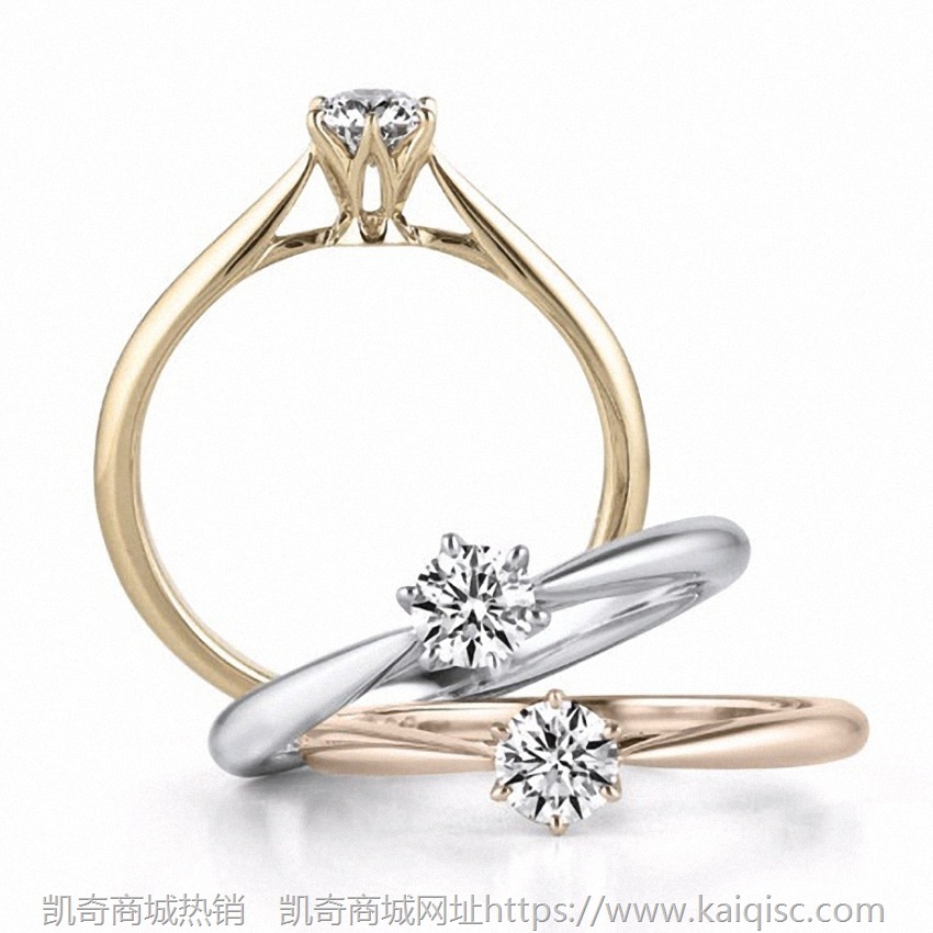 镀白金仿真钻石戒指黄金色玫瑰金色结婚钻石女戒 50分订婚钻戒