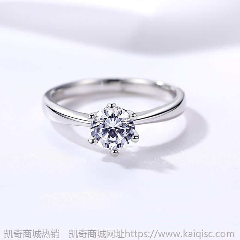 润鑫现货镶钻六爪锆石戒指女简约求婚钻戒时尚仿真一克拉开口戒指