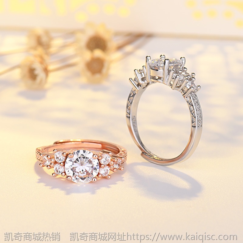 巧兰轩公主戒指四爪女款仿真钻石结婚简约日韩时尚钻戒锆石戒指