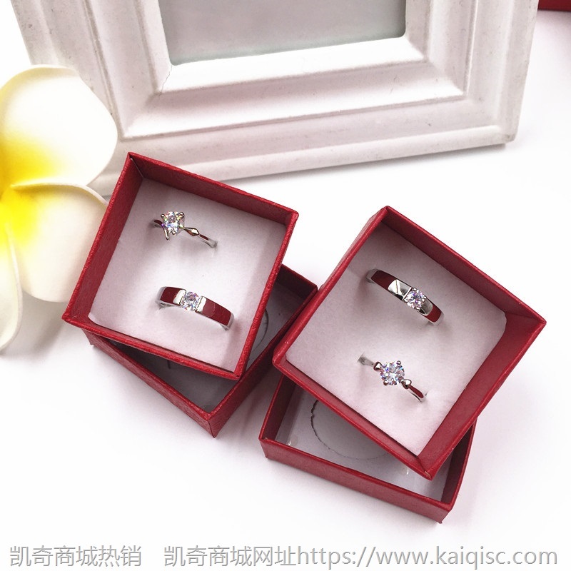 结婚庆用品对戒仿钻戒婚礼道具婚戒情侣戒指一对开口活口可调节