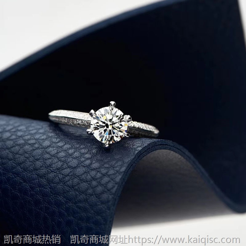 纯银镀18k白金高碳钻石戒指经典六爪奢华半壁江山1克拉钻戒女戒