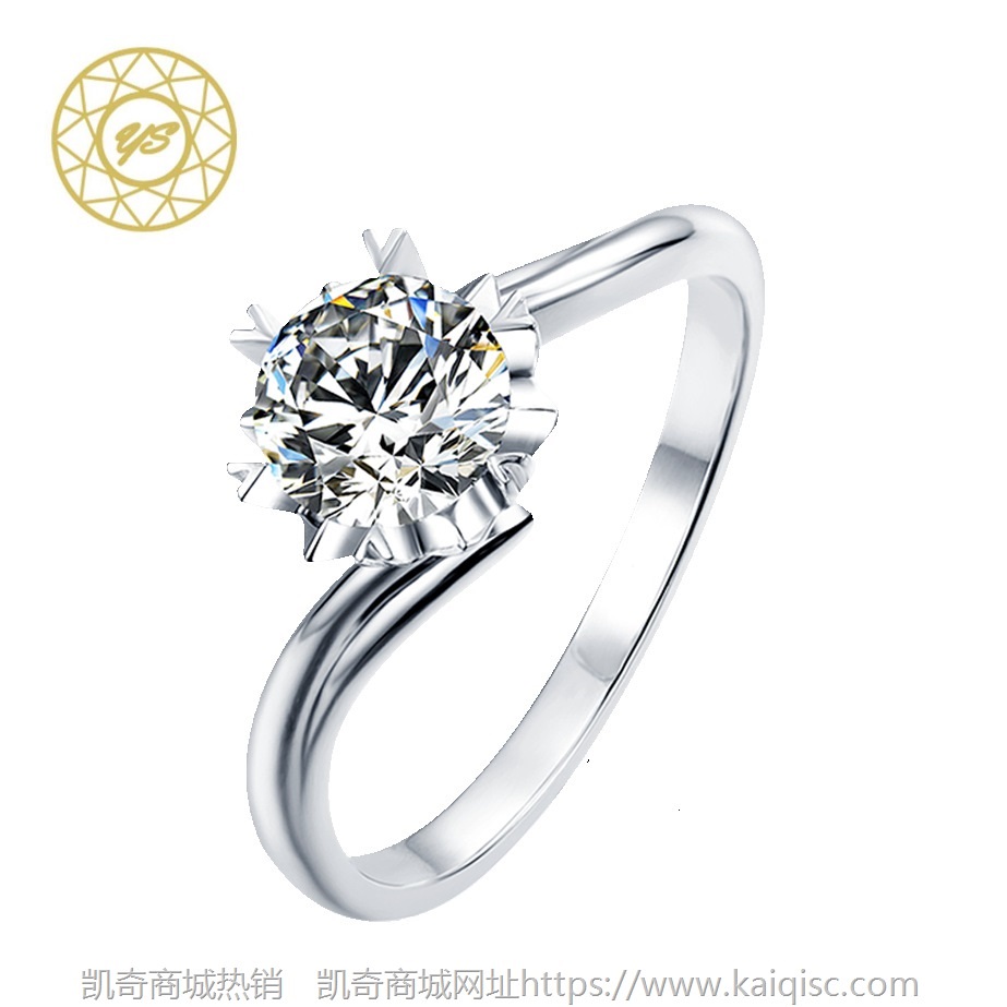 亿仨莫桑钻石S925银款凯奇时尚扭臂雪花开口钻戒经典求婚结婚戒指