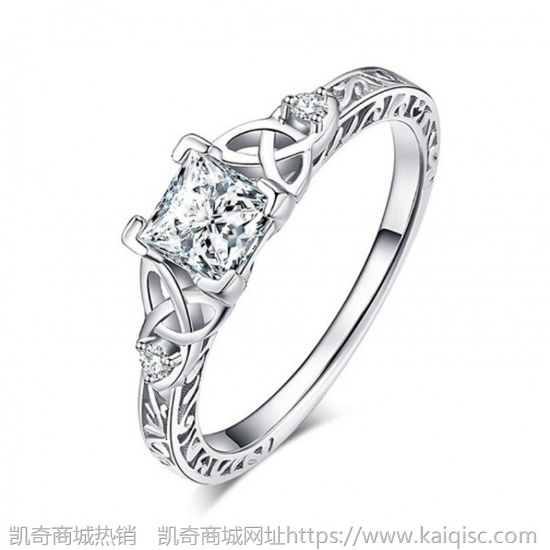永盈凯奇热销饰品几何花纹镶方形钻石简约创意款指环厂家直销