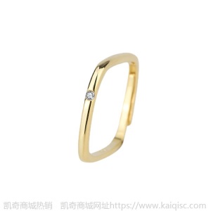 方圆款周家s925纯银方戒镀18k金小方戒素圈方形戒指女ins指环钻戒