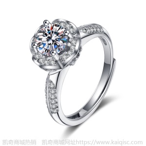 厂家直销s925经典六爪雪花纽壁一克拉莫桑钻戒女皇冠四爪戒指批发