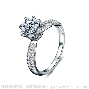 925纯银戒指女凯奇个性冰雪女王1克拉莫桑石六爪订婚钻戒直播货源