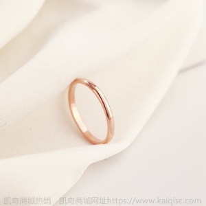 凯奇韩版时尚ins素圈滴胶钛钢戒指女尾戒18K玫瑰金镶钻戒厂家批发