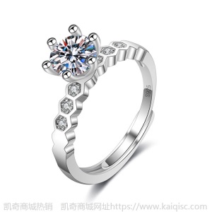 厂家直销s925经典六爪雪花纽壁一克拉莫桑钻戒女皇冠四爪戒指批发