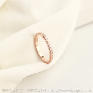 凯奇韩版时尚ins素圈滴胶钛钢戒指女尾戒18K玫瑰金镶钻戒厂家批发