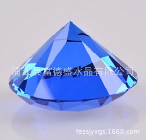 厂家批发人造装饰钻石摆件80MM透明的彩色玻璃水晶钻石