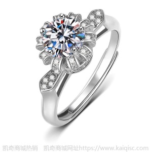 厂家直销s925经典六爪雪花纽壁一克拉莫桑钻戒女皇冠四爪戒指批发