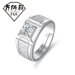 情侣对戒男女钻戒仿真锆石开口婚戒镀金男戒凯奇批发 男士戒指