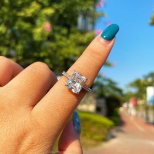 安柒 凯奇经典个性求婚订婚戒指定制批发 s925纯银时尚仿真钻戒女