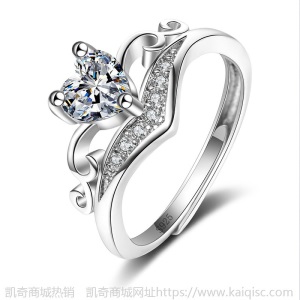 厂家直销s925经典六爪雪花纽壁一克拉莫桑钻戒女皇冠四爪戒指批发