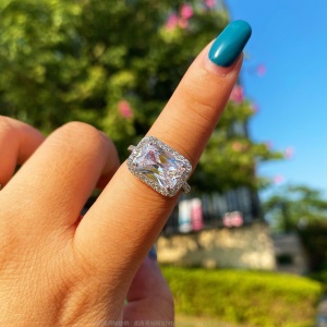 安柒 凯奇经典个性求婚订婚戒指定制批发 s925纯银时尚仿真钻戒女