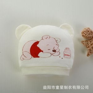 童星新生宝宝纯棉环保帽子厂家直销母婴用品 婴儿帽子 印花胎帽