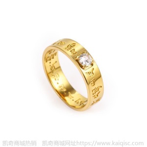 厂家供应钻石镂空六字真言戒指 钻戒 佛教饰品钛钢戒指 定制戒指