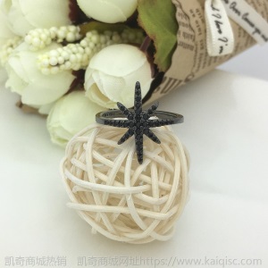 星星米字单星戒指女款 凯奇时尚钻戒流星锆石 明星佩戴流行首饰品