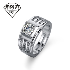 情侣对戒男女钻戒仿真锆石开口婚戒镀金男戒凯奇批发 男士戒指