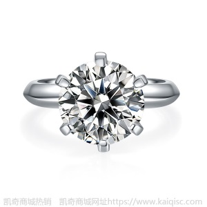 莫桑石戒指 5克拉5CT莫桑钻戒女 T家经典六爪款银戒指 银饰批发
