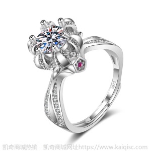 厂家直销s925经典六爪雪花纽壁一克拉莫桑钻戒女皇冠四爪戒指批发