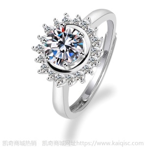 厂家直销s925经典六爪雪花纽壁一克拉莫桑钻戒女皇冠四爪戒指批发
