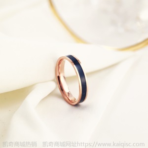 凯奇韩版时尚ins素圈滴胶钛钢戒指女尾戒18K玫瑰金镶钻戒厂家批发