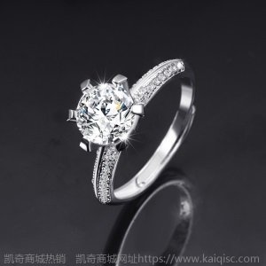 仿真莫山石情侣戒指男女一克拉多款六爪钻石求婚结婚对戒直播货源
