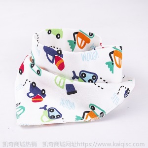 母婴岛儿童双层棉质三角口水巾婴儿按扣卡通宝宝用品围嘴批发