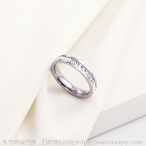 凯奇韩版时尚ins素圈滴胶钛钢戒指女尾戒18K玫瑰金镶钻戒厂家批发