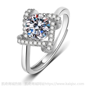 厂家直销s925经典六爪雪花纽壁一克拉莫桑钻戒女皇冠四爪戒指批发
