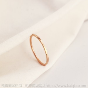 凯奇韩版时尚ins素圈滴胶钛钢戒指女尾戒18K玫瑰金镶钻戒厂家批发