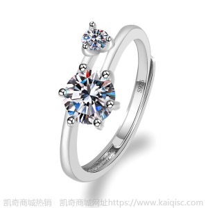 厂家直销s925经典六爪雪花纽壁一克拉莫桑钻戒女皇冠四爪戒指批发