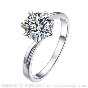 厂家直销s925经典六爪雪花纽壁一克拉莫桑钻戒女皇冠四爪戒指批发