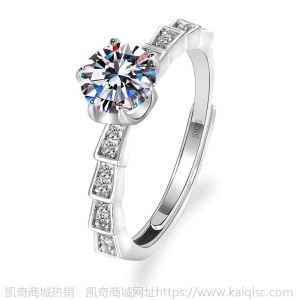 厂家直销s925经典六爪雪花纽壁一克拉莫桑钻戒女皇冠四爪戒指批发
