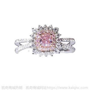 直播双色电镀pt950彩色钻石粉钻克拉彩钻结婚戒指钻戒女