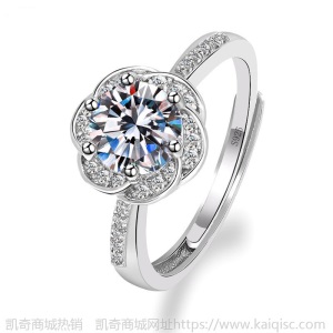 厂家直销s925经典六爪雪花纽壁一克拉莫桑钻戒女皇冠四爪戒指批发