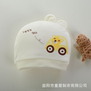 童星新生宝宝纯棉环保帽子厂家直销母婴用品 婴儿帽子 印花胎帽