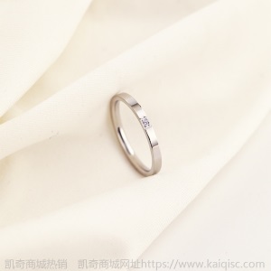 凯奇韩版时尚ins素圈滴胶钛钢戒指女尾戒18K玫瑰金镶钻戒厂家批发