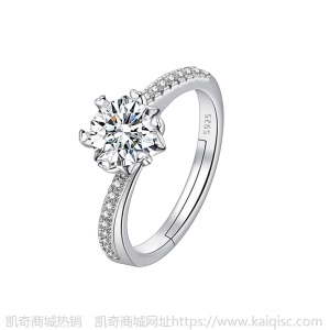 雪花六爪仿莫桑钻戒女ins凯奇唯美优雅戒指情侣节日婚庆送礼戒指
