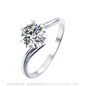 亿仨莫桑钻石S925银款凯奇时尚扭臂雪花开口钻戒经典求婚结婚戒指