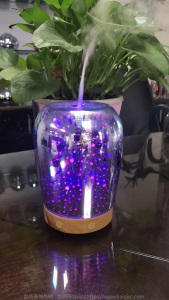 凯奇爆款遥控烟花玻璃3D香薰加湿器加工定制七彩渐变色保龄球