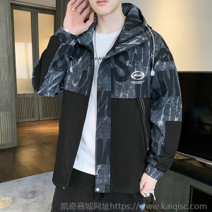 春秋季新款外套男士韩版潮流渐变色潮牌工装休闲上衣服夹克
