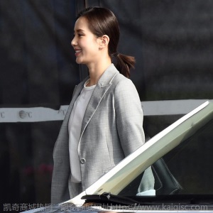 明星刘诗诗同款西装套装女小香风韩版休闲灰色西服九分裤两件套
