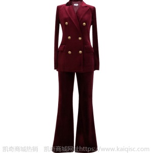 明星同款2020秋冬新款金丝绒西装套装女时尚气质显瘦小西服两件套