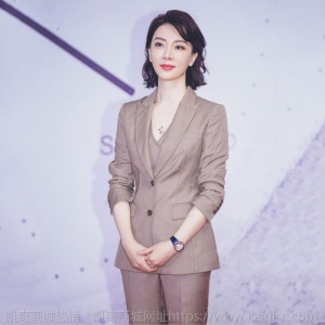 明星陈数同款西服马甲直筒裤三件套女士夏季薄款宴会垂坠西装套装