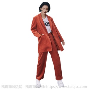 明星张予曦同款灯芯绒西装外套2020秋冬新款韩版宽松气质长裤套装