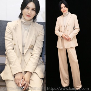 明星同款毛呢西装套装女2020秋冬新款韩版气质休闲阔腿裤两件套